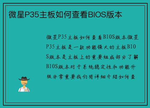 微星P35主板如何查看BIOS版本